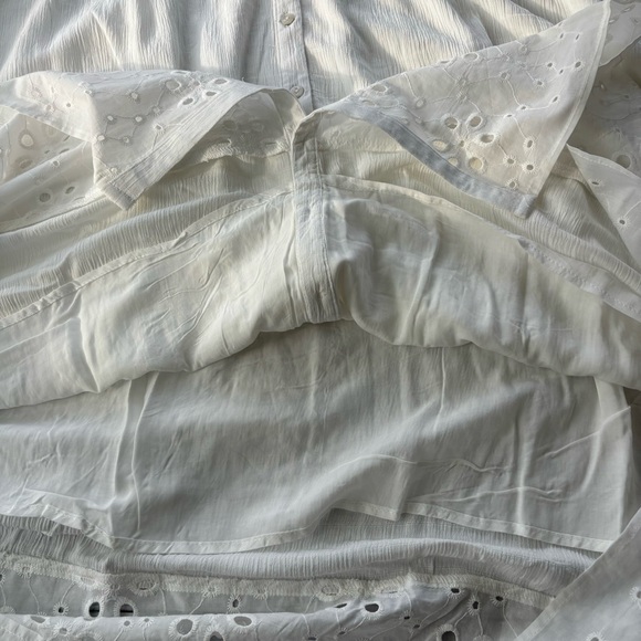 Knox Rose White Midi Dress 4X Button Up V-Neck Eyelet Pockets Short Sleeve NWT - Picture 6 of 12